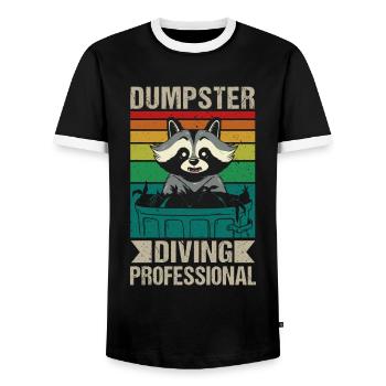 Raccoon lover garbage collecting garbage containers - Men's Ringer Shirt - black/white - Front - AI Model Female 172 light (172cm) & AI Model Male 178 light (178cm)