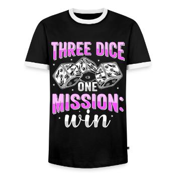 If you think I'm crazy Bunco Bunco - Men's Ringer Shirt - black/white - Front - AI Model Female 172 light (172cm) & AI Model Male 178 light (178cm)