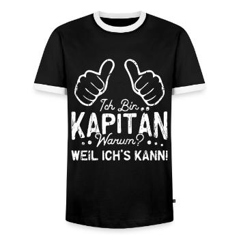 Ich Bin Kapitän Warum? Weil ich's kann! - Führung - Männer Kontrast-T-Shirt - Schwarz/Weiß - Vorne - AI Model Female 172 light (172cm) & AI Model Male 178 light (178cm)