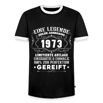 Vinatge 1973 Geburtstagsgeschenk - Männer Kontrast-T-Shirt - Schwarz/Weiß - Vorne - AI Model Female 172 light (172cm) & AI Model Male 178 light (178cm)