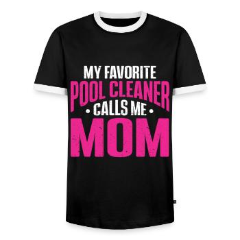 Nettoyage de piscine Travail Gardien de piscine - T-shirt contrasté Homme - noir/blanc - Devant - AI Model Female 172 light (172cm) & AI Model Male 178 light (178cm)