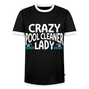 Nettoyage de piscine Travail Gardien de piscine - T-shirt contrasté Homme - noir/blanc - Devant - AI Model Female 172 light (172cm) & AI Model Male 178 light (178cm)