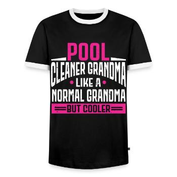 Nettoyage de piscine Travail Gardien de piscine - T-shirt contrasté Homme - noir/blanc - Devant - AI Model Female 172 light (172cm) & AI Model Male 178 light (178cm)