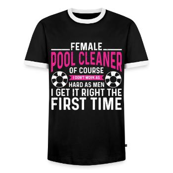 Nettoyage de piscine Travail Gardien de piscine - T-shirt contrasté Homme - noir/blanc - Devant - AI Model Female 172 light (172cm) & AI Model Male 178 light (178cm)