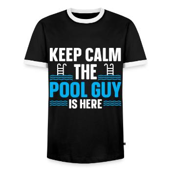 Nettoyage de piscine Travail Gardien de piscine - T-shirt contrasté Homme - noir/blanc - Devant - AI Model Female 172 light (172cm) & AI Model Male 178 light (178cm)