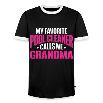 Nettoyage de piscine Travail Gardien de piscine - T-shirt contrasté Homme - noir/blanc - Devant - AI Model Female 172 light (172cm) & AI Model Male 178 light (178cm)