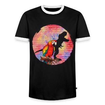 Ara Dinosaure Fan Perroquet Oiseau Amoureux - T-shirt contrasté Homme - noir/blanc - Devant - AI Model Female 172 light (172cm) & AI Model Male 178 light (178cm)