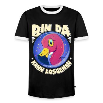 Fête Flamingo Je suis prêt à partir Femmes - T-shirt contrasté Homme - noir/blanc - Devant - AI Model Female 172 light (172cm) & AI Model Male 178 light (178cm)