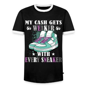Lustiger Sneaker -Sammler - Turnschuhe - Männer Kontrast-T-Shirt - Schwarz/Weiß - Vorne - AI Model Female 172 light (172cm) & AI Model Male 178 light (178cm)
