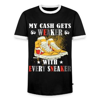 Lustiger Sneaker -Sammler - Turnschuhe - Männer Kontrast-T-Shirt - Schwarz/Weiß - Vorne - AI Model Female 172 light (172cm) & AI Model Male 178 light (178cm)