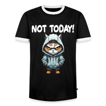 Not Today Katze Schlechte Laune - Männer Kontrast-T-Shirt - Schwarz/Weiß - Vorne - AI Model Female 172 light (172cm) & AI Model Male 178 light (178cm)