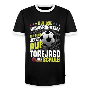 Bye Bye Kindergarten Einschulung - Männer Kontrast-T-Shirt - Schwarz/Weiß - Vorne - AI Model Female 172 light (172cm) & AI Model Male 178 light (178cm)