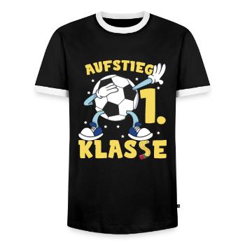 Aufstieg 1. Klasse - Männer Kontrast-T-Shirt - Schwarz/Weiß - Vorne - AI Model Female 172 light (172cm) & AI Model Male 178 light (178cm)