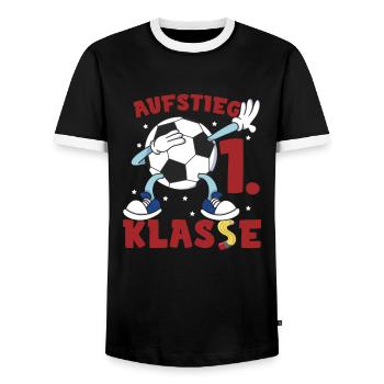 Lustiges Einschulung Grundschule Fußball - Männer Kontrast-T-Shirt - Schwarz/Weiß - Vorne - AI Model Female 172 light (172cm) & AI Model Male 178 light (178cm)