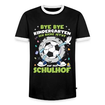 Fußball Einschulung Geschenk Schulanfang - Männer Kontrast-T-Shirt - Schwarz/Weiß - Vorne - AI Model Female 172 light (172cm) & AI Model Male 178 light (178cm)