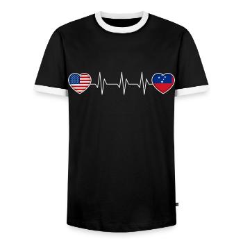 Samoa - Men's Ringer Shirt - black/white - Front - AI Model Female 172 light (172cm) & AI Model Male 178 light (178cm)