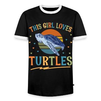 Sea Turtle Tortoise Retro Vintage - T-shirt contrasté Homme - noir/blanc - Devant - AI Model Female 172 light (172cm) & AI Model Male 178 light (178cm)