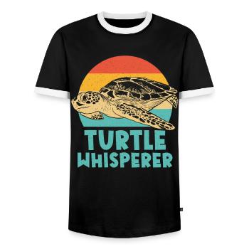Sea Turtle Tortoise Retro Vintage - T-shirt contrasté Homme - noir/blanc - Devant - AI Model Female 172 light (172cm) & AI Model Male 178 light (178cm)