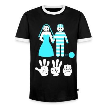 Enterrement de vie de garçon et de jeune fille enterrement de vie de garçon hommes - T-shirt contrasté Homme - noir/blanc - Devant - AI Model Female 172 light (172cm) & AI Model Male 178 light (178cm)