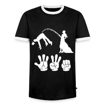 Enterrement de vie de garçon et de jeune fille enterrement de vie de garçon hommes - T-shirt contrasté Homme - noir/blanc - Devant - AI Model Female 172 light (172cm) & AI Model Male 178 light (178cm)