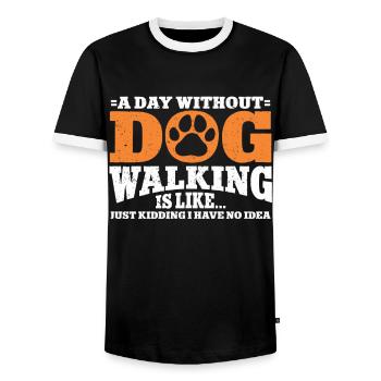 Dog Sitter Gift, Professional Dog Sitter - Men's Ringer Shirt - black/white - Front - AI Model Female 172 light (172cm) & AI Model Male 178 light (178cm)