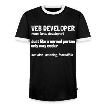 Web Entwickler Webdeveloper - Männer Kontrast-T-Shirt - Schwarz/Weiß - Vorne - AI Model Female 172 light (172cm) & AI Model Male 178 light (178cm)