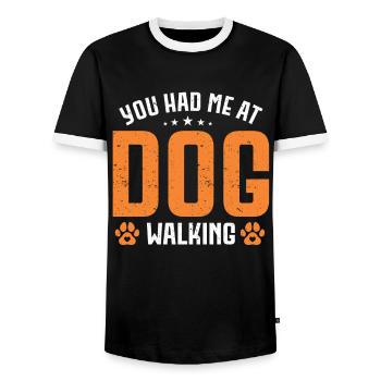 Dog Sitter Gift, Professional Dog Sitter - Men's Ringer Shirt - black/white - Front - AI Model Female 172 light (172cm) & AI Model Male 178 light (178cm)
