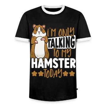 I'm Only Talking To My Hamster Today Hamster Owner - Men's Ringer Shirt - black/white - Front - AI Model Female 172 light (172cm) & AI Model Male 178 light (178cm)