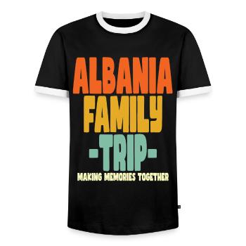 Albania Family Trip Urlaub - Männer Kontrast-T-Shirt - Schwarz/Weiß - Vorne - AI Model Female 172 light (172cm) & AI Model Male 178 light (178cm)