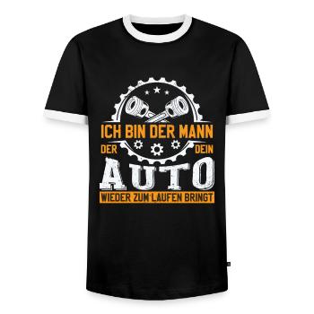 Auto Sprüche Lustig Mechaniker Mechatroniker - Männer Kontrast-T-Shirt - Schwarz/Weiß - Vorne - AI Model Female 172 light (172cm) & AI Model Male 178 light (178cm)