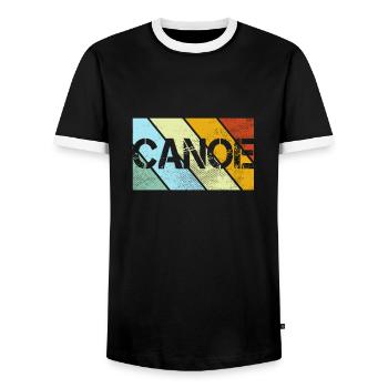 Canoe Retro - Men's Ringer Shirt - black/white - Front - AI Model Female 172 light (172cm) & AI Model Male 178 light (178cm)