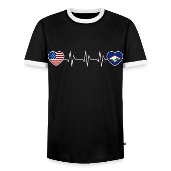 Sint Eustatius - Men's Ringer Shirt - black/white - Front - AI Model Female 172 light (172cm) & AI Model Male 178 light (178cm)