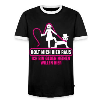 Junggesellenabschied Polterabend JGA Männer - Männer Kontrast-T-Shirt - Schwarz/Weiß - Vorne - AI Model Female 172 light (172cm) & AI Model Male 178 light (178cm)