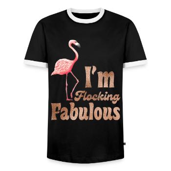 Flamants roses Je suis en train de floquer de fabuleuses femmes flamants roses - T-shirt contrasté Homme - noir/blanc - Devant - AI Model Female 172 light (172cm) & AI Model Male 178 light (178cm)