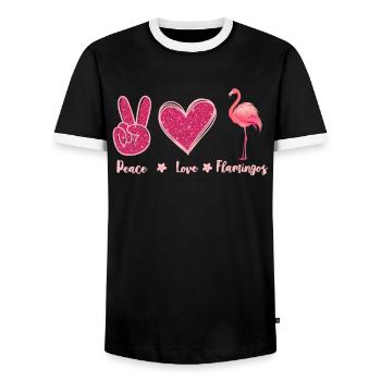 Peace Love Flamingo Flamingo Women Peace Love - T-shirt contrasté Homme - noir/blanc - Devant - AI Model Female 172 light (172cm) & AI Model Male 178 light (178cm)