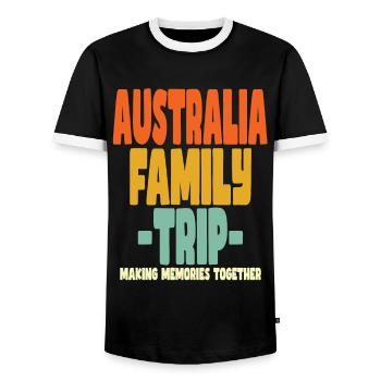 Australia Family Trip Holidays - Men's Ringer Shirt - black/white - Front - AI Model Female 172 light (172cm) & AI Model Male 178 light (178cm)