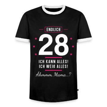 Endlich 28 Geburtstag Ich Kann Alles Ich Weiß - Männer Kontrast-T-Shirt - Schwarz/Weiß - Vorne - AI Model Female 172 light (172cm) & AI Model Male 178 light (178cm)