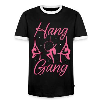 Aerial Silk Aerialist - Männer Kontrast-T-Shirt - Schwarz/Weiß - Vorne - AI Model Female 172 light (172cm) & AI Model Male 178 light (178cm)