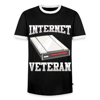 90er Jahre Nostalgie Retro 90er Jahre Dial Up - Männer Kontrast-T-Shirt - Schwarz/Weiß - Vorne - AI Model Female 172 light (172cm) & AI Model Male 178 light (178cm)