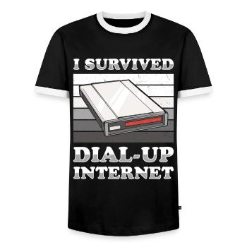 90er Jahre Nostalgie Retro 90er Jahre Dial Up - Männer Kontrast-T-Shirt - Schwarz/Weiß - Vorne - AI Model Female 172 light (172cm) & AI Model Male 178 light (178cm)