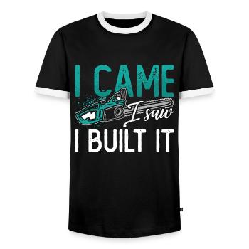 Wood Carving I Came I Saw I Built It Woodworking - Männer Kontrast-T-Shirt - Schwarz/Weiß - Vorne - AI Model Female 172 light (172cm) & AI Model Male 178 light (178cm)