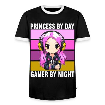Console de jeu PC Gamer Girl Gamer Girl - T-shirt contrasté Homme - noir/blanc - Devant - AI Model Female 172 light (172cm) & AI Model Male 178 light (178cm)