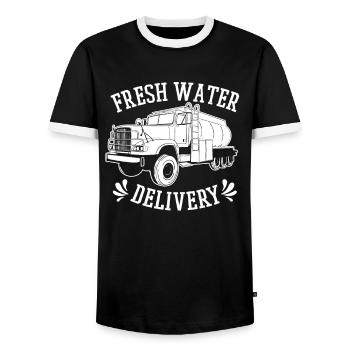 Truck Driver Trucker Truck Driver - Men's Ringer Shirt - black/white - Front - AI Model Female 172 light (172cm) & AI Model Male 178 light (178cm)