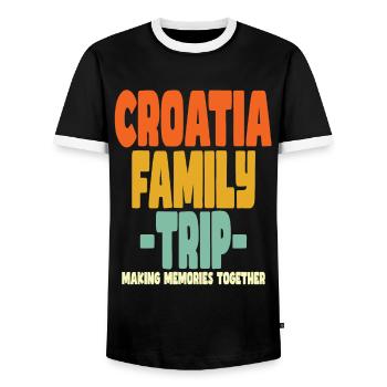 Croatia Family Trip Holidays - Men's Ringer Shirt - black/white - Front - AI Model Female 172 light (172cm) & AI Model Male 178 light (178cm)
