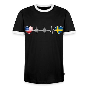Sweden - Men's Ringer Shirt - black/white - Front - AI Model Female 172 light (172cm) & AI Model Male 178 light (178cm)