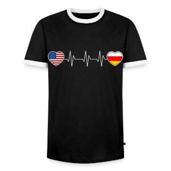 South Ossetia - Men's Ringer Shirt - black/white - Front - AI Model Female 172 light (172cm) & AI Model Male 178 light (178cm)