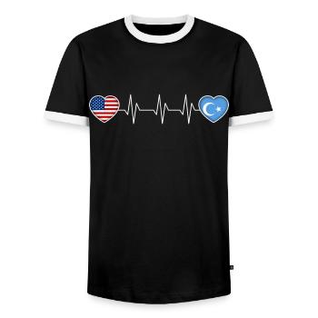Uighurs - Men's Ringer Shirt - black/white - Front - AI Model Female 172 light (172cm) & AI Model Male 178 light (178cm)