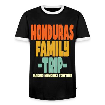 Honduras Family Trip Holidays - Men's Ringer Shirt - black/white - Front - AI Model Female 172 light (172cm) & AI Model Male 178 light (178cm)