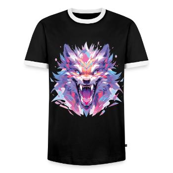 Wolf Wolf Head Wolves Forest Dwellers Animals - Men's Ringer Shirt - black/white - Front - AI Model Female 172 light (172cm) & AI Model Male 178 light (178cm)