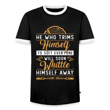 Wood Carving He Who Trims Himself To Woodworking - Männer Kontrast-T-Shirt - Schwarz/Weiß - Vorne - AI Model Female 172 light (172cm) & AI Model Male 178 light (178cm)